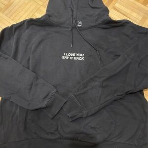 Black i love you say it back hoodie